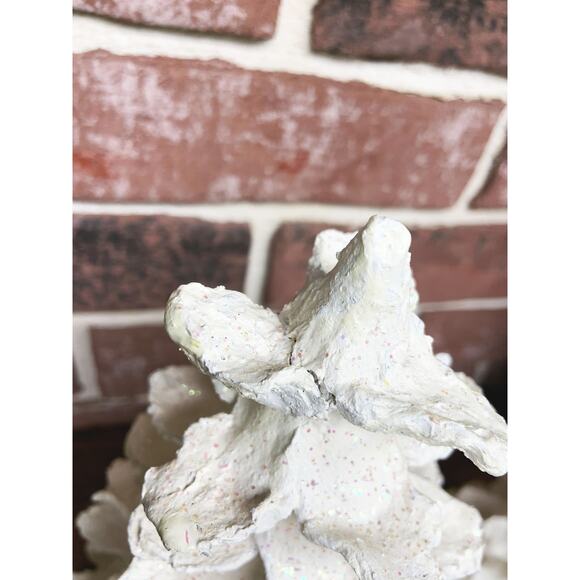 MCM 1960s Pair of Paper Mache White Glitter Christmas Trees - Picture 5 of 11